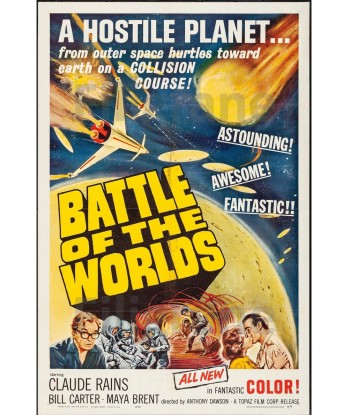 BATTLE of the WORLDS FILM Rtwf POSTER/REPRODUCTION  d1 AFFICHE VINTAGE Dans la société mordern