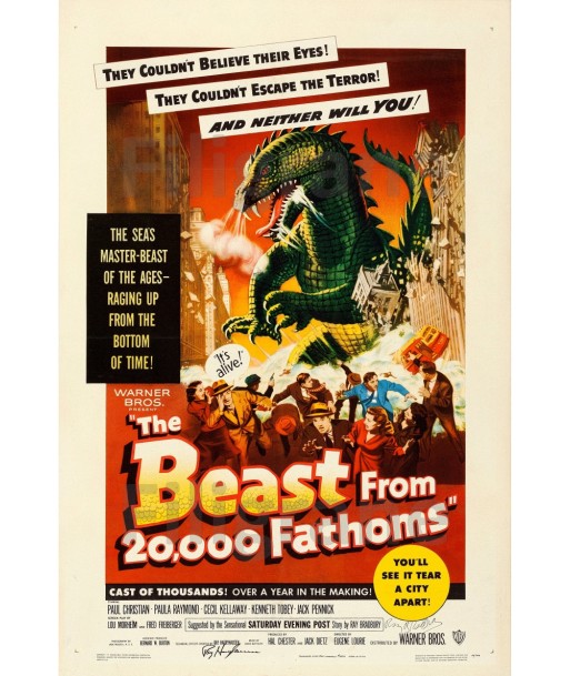 BEAST from 20000 FATHOMS FILM Rtgi POSTER/REPRODUCTION  d1 AFFICHE VINTAGE Les êtres humains sont 