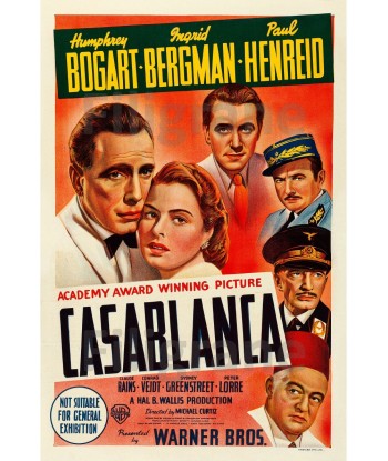 CASABLANCA  FILM Rkfb POSTER/REPRODUCTION  d1 AFFICHE VINTAGE plus qu'un jeu 