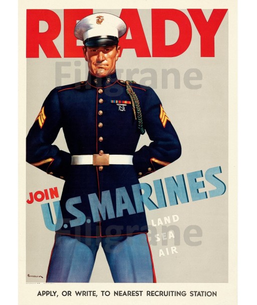 JOIN US MARINES Rvse POSTER/REPRODUCTION  d1 AFFICHE VINTAGE sur le site 