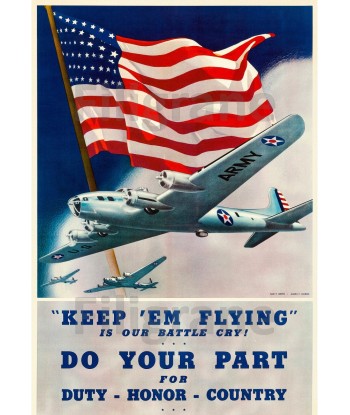 ARMY KEEP 'EM FLYING Rrtr POSTER/REPRODUCTION  d1 AFFICHE VINTAGE soldes