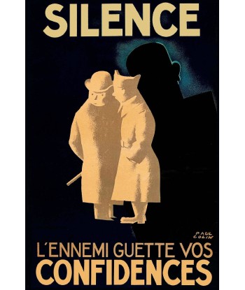 PROPAGANDE SILENCE L ENNEMI GUETTE Rcef POSTER/REPRODUCTION  d1 AFFICHE VINTAGE Voir les baskets