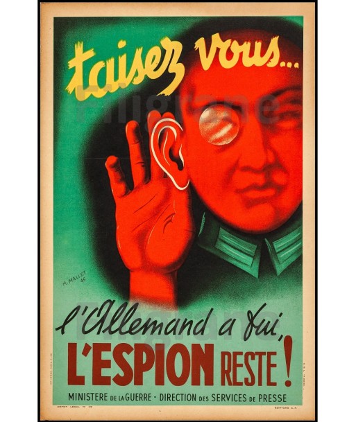 FILM TAISEZ VOUS L ESPION RESTE Rrli POSTER/REPRODUCTION  d1 AFFICHE VINTAGE le des métaux précieux