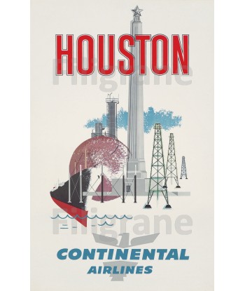 AIRLINES HOUSTON Rktf-POSTER/REPRODUCTION  d1 AFFICHE VINTAGE en linge