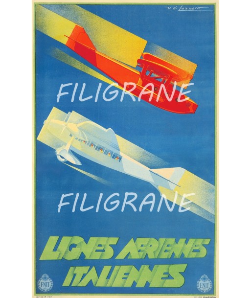 AIRLINES LIGNES AéRIENNES ITALIE Rhue-POSTER/REPRODUCTION  d1 AFFICHE VINTAGE hantent personnes