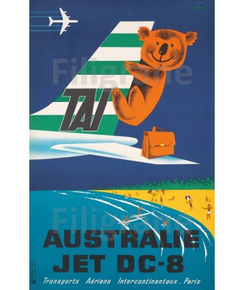 AIRLINES TAI AUSTRALIE JET DC8 Rrll-POSTER/REPRODUCTION  d1 AFFICHE VINTAGE pas cher 