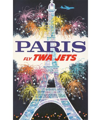 AIRLINES TWA JETS PARIS Rdnc-POSTER/REPRODUCTION  d1 AFFICHE VINTAGE pas cher 