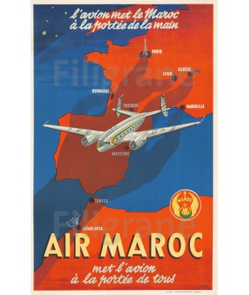 AIR MAROC AVION Reoa-POSTER/REPRODUCTION  d1 AFFICHE VINTAGE de la marque