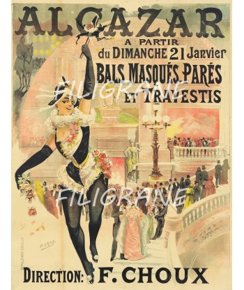 ALCAZAR CABARET Rdgu-POSTER/REPRODUCTION  d1 AFFICHE VINTAGE rembourrage situé sous