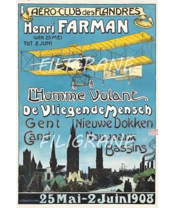 AVIATION Henri FARMAN AVIATEUR Rvsm-POSTER/REPRODUCTION  d1 AFFICHE VINTAGE Amélioration de cerveau avec