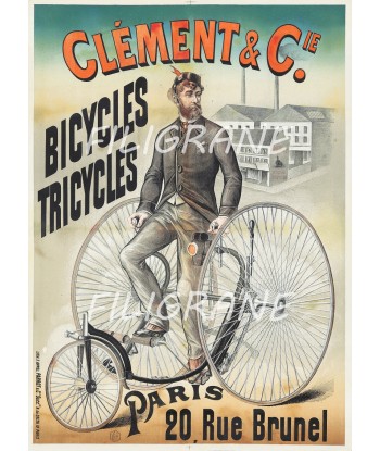 CléMENT CYCLES TRICYCLE Rtrh-POSTER/REPRODUCTION  d1 AFFICHE VINTAGE hantent personnes