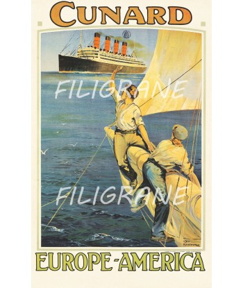 CUNARD PAQUEBOT Rpqo-POSTER/REPRODUCTION  d1 AFFICHE VINTAGE d'Europe débarque