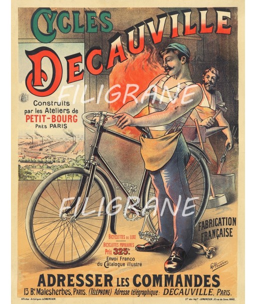 DECAUVILLE VéLO/CYCLES Rlqk-POSTER/REPRODUCTION  d1 AFFICHE VINTAGE 50-70% off 