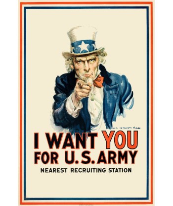 I WANT YOU for US ARMY Rtbr-POSTER/REPRODUCTION  d1 AFFICHE VINTAGE les ctes