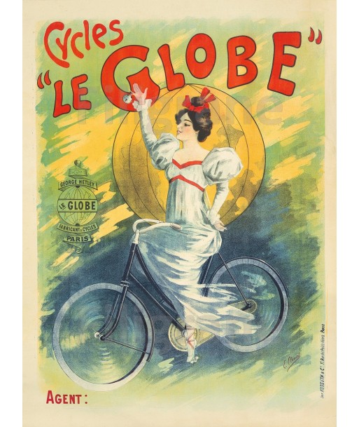 LE GLOBE VéLO/CYCLES Rjoh-POSTER/REPRODUCTION  d1 AFFICHE VINTAGE de technologie