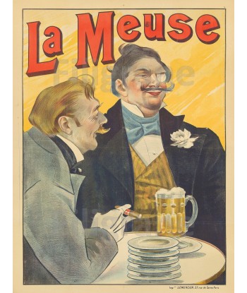 PUB BièRE la MEUSE Rsjt-POSTER/REPRODUCTION  d1 AFFICHE VINTAGE hantent personnes