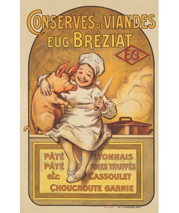 PUB BréZIAT CONSERVE VIANDE Rspt-POSTER/REPRODUCTION  d1 AFFICHE VINTAGE d'Europe débarque