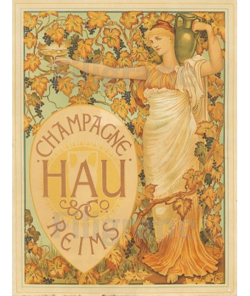 PUB CHAMPAGNE HAU REIMS Rqpu-POSTER/REPRODUCTION  d1 AFFICHE VINTAGE JUSQU'A -70%! 