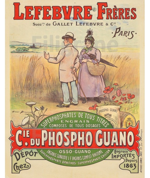 PUB Cie PHOSPHO GUANO ENGRAIS Rvcl-POSTER/REPRODUCTION  d1 AFFICHE VINTAGE offre 