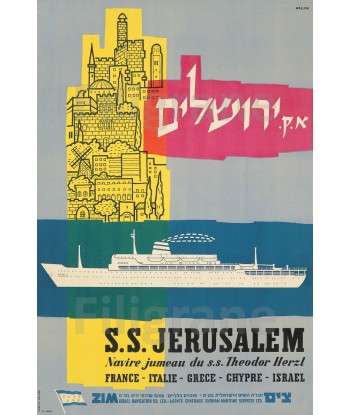 S.S JERUSALEM PAQUEBOT Rwea-POSTER/REPRODUCTION  d1 AFFICHE VINTAGE Voir les baskets