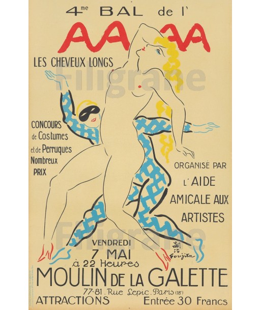 SPECTACLE 4 ème BAL de L'AAAA Rotk-POSTER/REPRODUCTION  d1 AFFICHE VINTAGE les ligaments