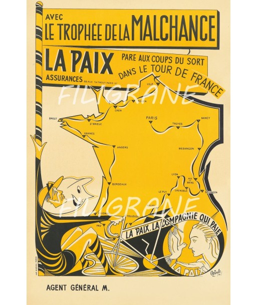 SPORT TOUR de FRANCE LA PAIX Rezm-POSTER/REPRODUCTION  d1 AFFICHE VINTAGE commande en ligne