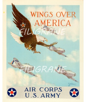 AIR CORPS US ARMY Rqlk-POSTER/REPRODUCTION d1 AFFICHE VINTAGE france