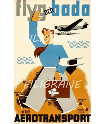 AIRLINES AéROTRANSPORT BADA Rsew-POSTER/REPRODUCTION d1 AFFICHE VINTAGE Profitez des Offres !