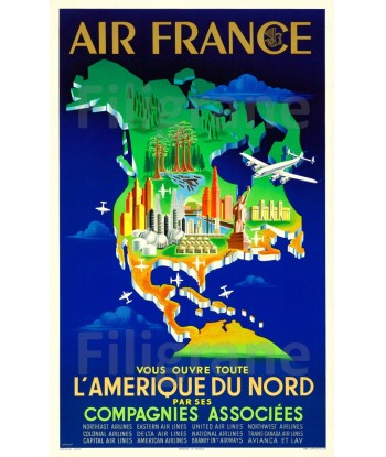 AIRLINES AméRIQUE du NORD Rnda-POSTER/REPRODUCTION d1 AFFICHE VINTAGE Vous souhaitez 