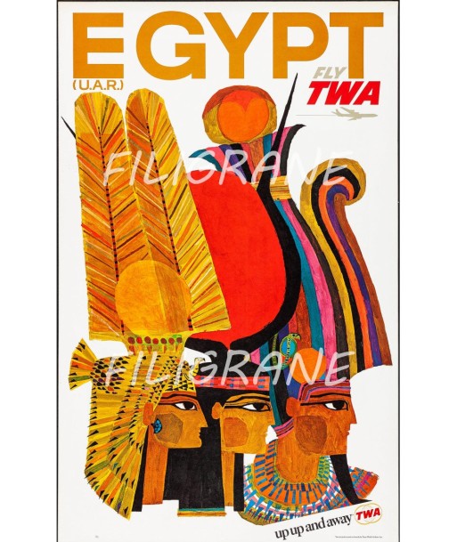 AIRLINES EGYPTE TWA Rwlu-POSTER/REPRODUCTION d1 AFFICHE VINTAGE la livraison gratuite