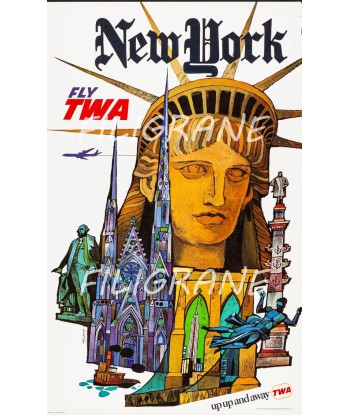 AIRLINES NEW YORK TWA Rumf-POSTER/REPRODUCTION d1 AFFICHE VINTAGE ouvre sa boutique