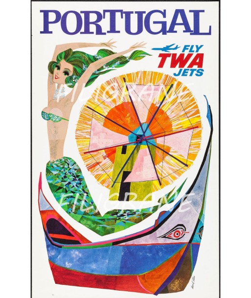 AIRLINES PORTUGAL TWA Rkpx-POSTER/REPRODUCTION d1 AFFICHE VINTAGE la colonne vertébrale