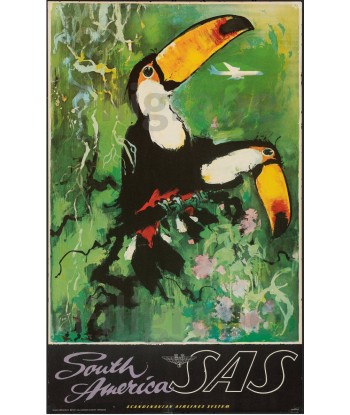 AIRLINES SOUTH AMERICAN SAS TOUCAN Rcaw-POSTER/REPRODUCTION d1 AFFICHE VINTAGE Par le système avancé 