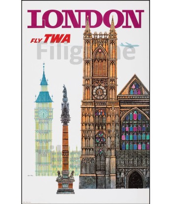 AIRLINES TWA LONDON Rqna-POSTER/REPRODUCTION d1 AFFICHE VINTAGE Jusqu'à 80% De Réduction