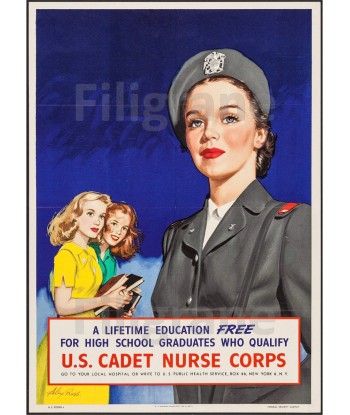 ARMY U.S CADET NURSE CORPS Rzbo-POSTER/REPRODUCTION d1 AFFICHE VINTAGE paiement sécurisé