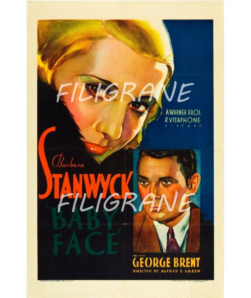 BABY FACE FILM Rblw-POSTER/REPRODUCTION d1 AFFICHE VINTAGE de la marque