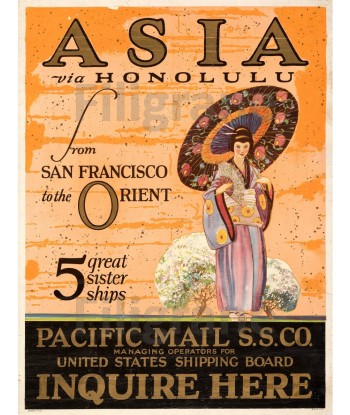 BATEAUX PACIFIC MAIL ASIA Rszf-POSTER/REPRODUCTION d1 AFFICHE VINTAGE Toutes les collections ici