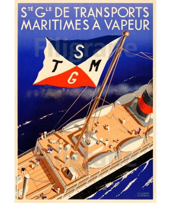 BATEAUX TRANSPORT MARITIME VAPEUR Rhra-POSTER/REPRODUCTION d1 AFFICHE VINTAGE votre restaurant rapide dans 