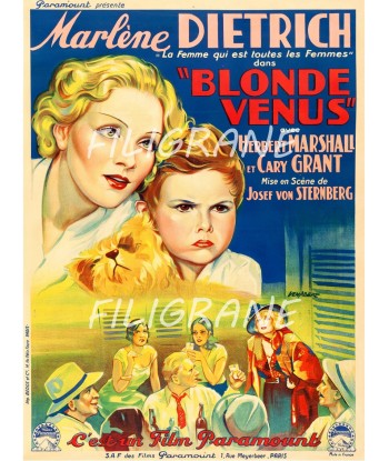 BLONDE VéNUS FILM Rdfi-POSTER/REPRODUCTION d1 AFFICHE VINTAGE france