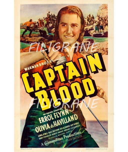 CAPTAIN BLOOD FILM Rgjn-POSTER/REPRODUCTION d1 AFFICHE VINTAGE brillant des détails fins