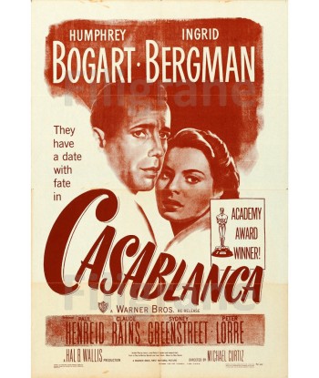 CASABLANCA FILM Raec-POSTER/REPRODUCTION d1 AFFICHE VINTAGE d'Europe débarque