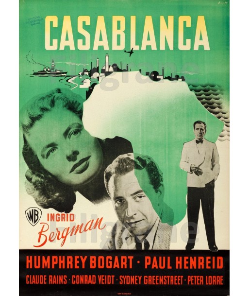 CASABLANCA FILM Rfcr-POSTER/REPRODUCTION d1 AFFICHE VINTAGE le des métaux précieux