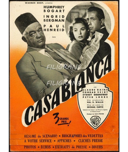 CASABLANCA FILM Rhrx-POSTER/REPRODUCTION d1 AFFICHE VINTAGE ou a consommer sur place