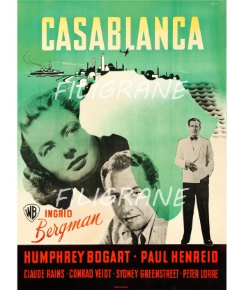 CASABLANCA FILM Rlzh-POSTER/REPRODUCTION d1 AFFICHE VINTAGE en linge