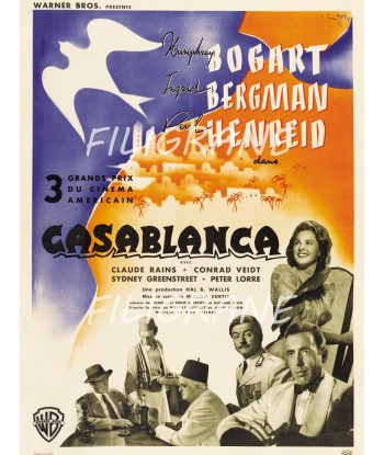 CASABLANCA FILM Rtfd-POSTER/REPRODUCTION d1 AFFICHE VINTAGE de France