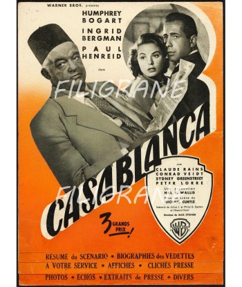 CASABLANCA FILM Ruyw-POSTER/REPRODUCTION d1 AFFICHE VINTAGE Paris Déstockage Promo