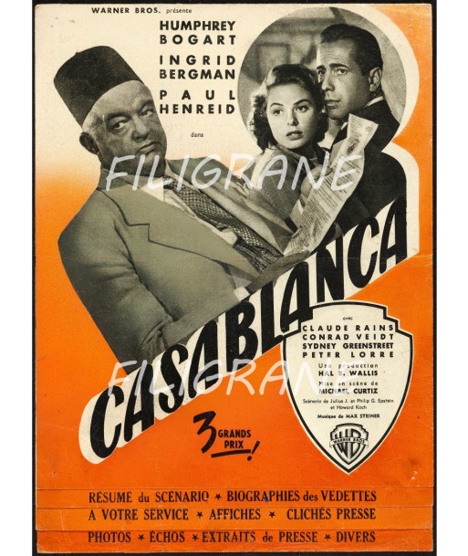 CASABLANCA FILM Ruyw-POSTER/REPRODUCTION d1 AFFICHE VINTAGE Paris Déstockage Promo