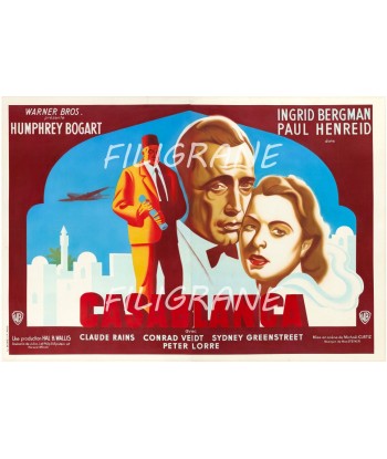 CASABLANCA FILM Rwaz-POSTER/REPRODUCTION d1 AFFICHE VINTAGE du meilleur 