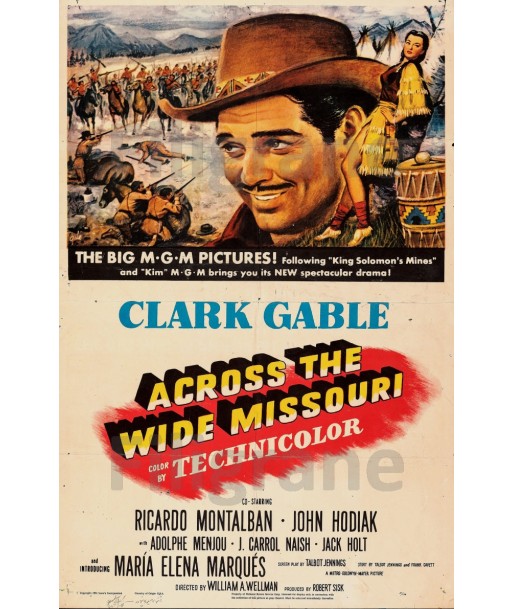 CINéMA ACROSS the WIDE MISSOURI  Rmvj-POSTER/REPRODUCTION d1 AFFICHE VINTAGE Par le système avancé 