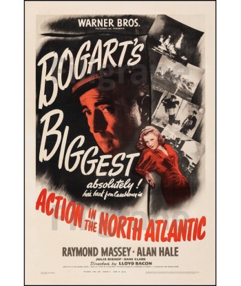 CINéMA ACTION NORTH ATLANTIC Rkix-POSTER/REPRODUCTION d1 AFFICHE VINTAGE hantent personnes